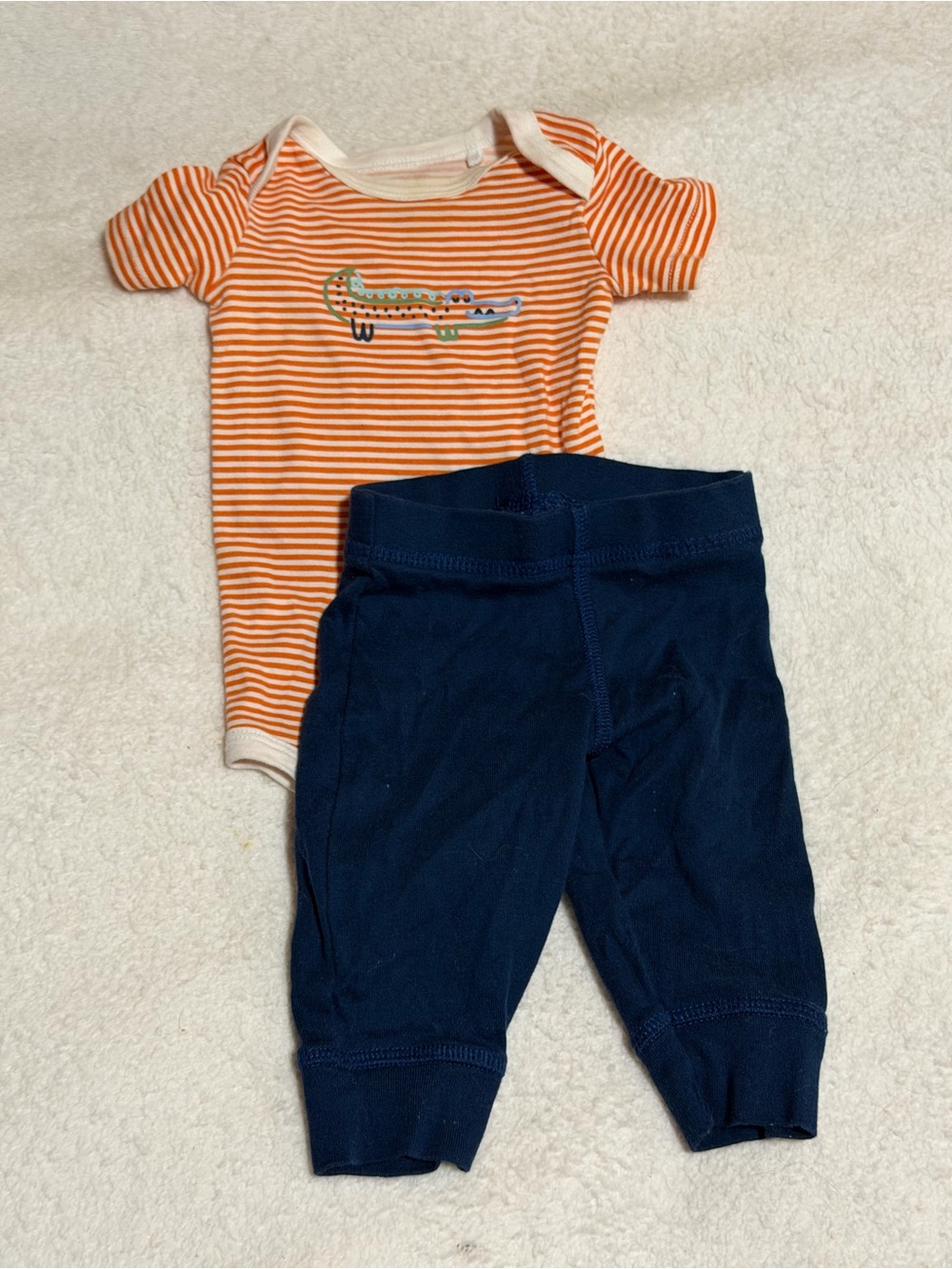 Huggies Baby Two-Piece Set — Orange Stripes & Navy